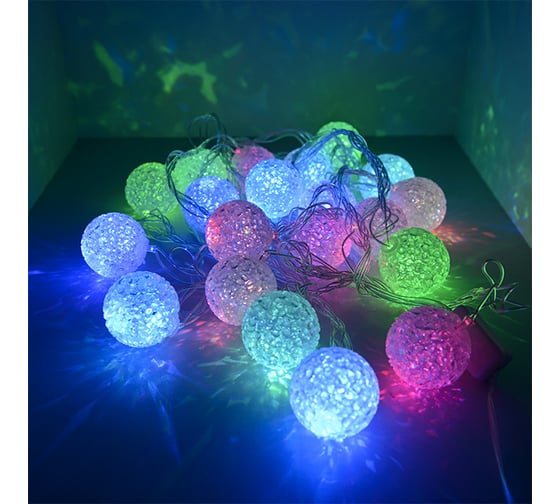 Светодиодная гирлянда FunRay Снежок SE-SNOW-320AA, 2хАА, 20 LED, мульти 7 цветов, шнур 0.3м, 2590