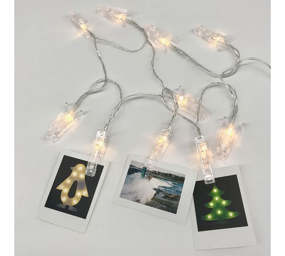Светодиодная гирлянда FunRay Прищепки SE-CLIPS-315WW, 3 АА, 3 метра, 15LED, шнур 0.5м, 2655 1