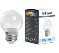 Светодиодная лампа FERON LB-37 Шарик E27 1W 6400K прозрачный 38120