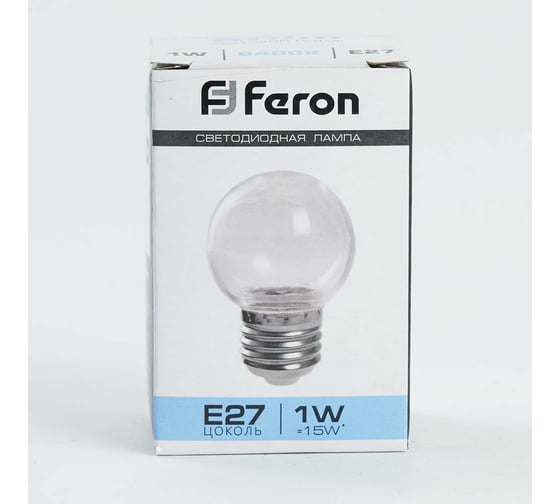 Светодиодная лампа FERON LB-37 Шарик E27 1W 6400K прозрачный 38120