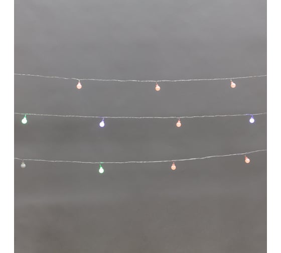 Гирлянда светодиодная NEON-NIGHT Шарики 5м, 20LED, IP20, прозрачный провод, свечение мульти (RG/RB), контроллер 8 режимов, 230В 304-022