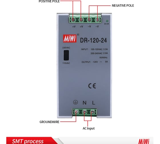 Блок питания MIWI на DIN-рейку DR-120-24