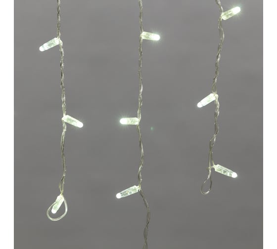 Светодиодная гирлянда Neon-Night Бахрома (Айсикл), 4,8x0,6 м, 176 LED белый, прозрачный ПВХ, IP65, эффект мерцания, 230В (нужен шнур 303-500-1) 255-185