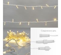 Гирлянда Neon-Night Нить, 10 м, 200 LED теплый белый, прозрачный ПВХ, IP65, эффект мерцания, 24В, соединяется (нужен трансформатор 531-100/531-311/531-312) 305-396