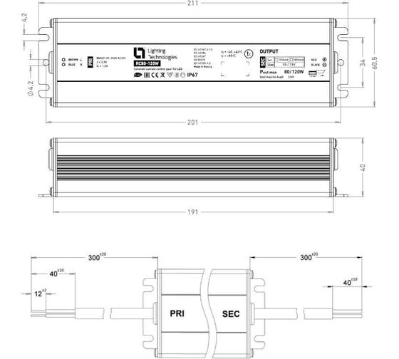 Светодиодный драйвер Световые технологии RC80-120W 1.05A DALI LED 120Вт 1050мА 2002002150