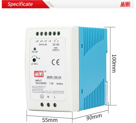 Блок питания MIWI на DIN-рейку MDR-100-12