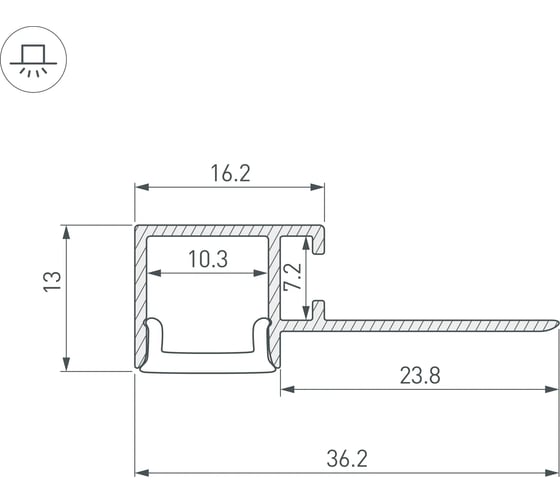Профиль Arlight FANTOM-BENT-W12-TOP-EDGE-2000 ANOD 2м 040328(1)