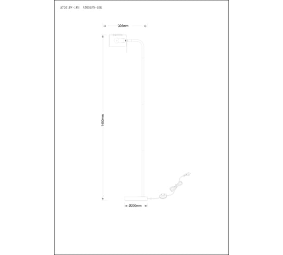 Торшер ARTE LAMP SEBASTIAN A7051PN-1WH