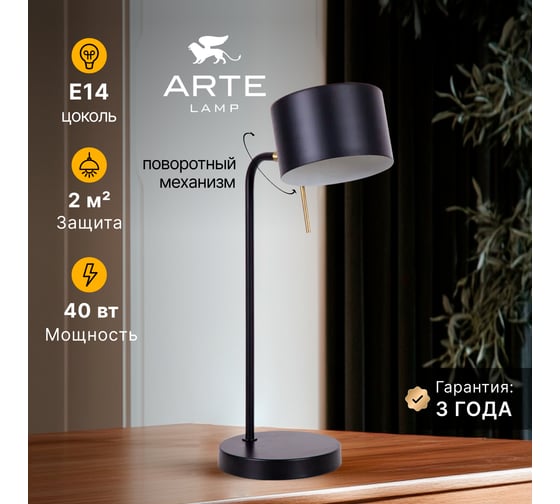 Декоративная настольная лампа ARTE LAMP SEBASTIAN A7051LT-1BK