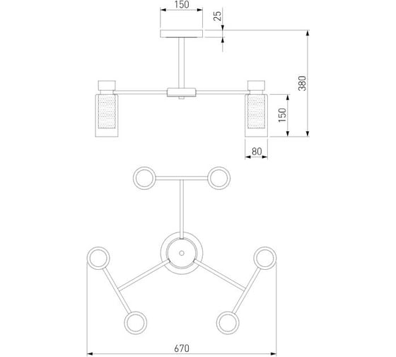 Потолочный светильник Eurosvet, 70115/6 черный a050068