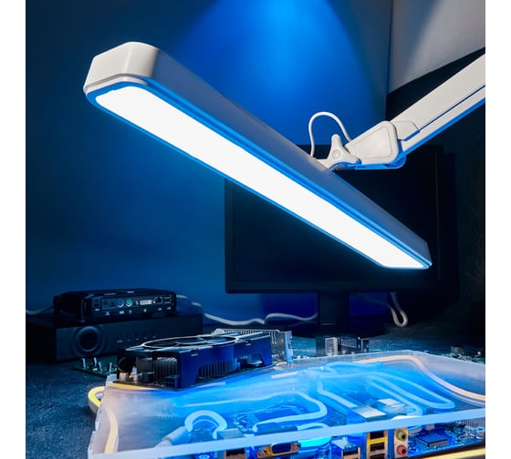 Настольная бестеневая лампа REXANT, струбцина 324 SMD LED теплое и холодное свечение 31-0410