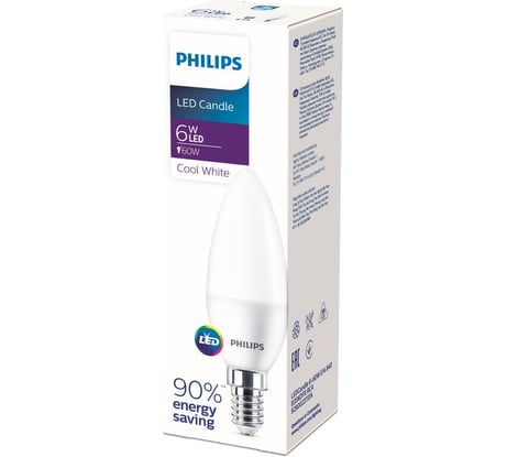 Светодиодная лампа Philips E14 6W - 60W нейтральный белый свет Essential 929002273737
