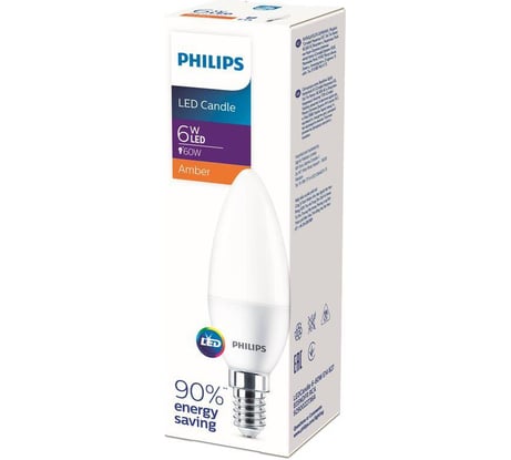 Светодиодная лампа Philips E14 6W - 60W теплый белый свет Essential 929002273637