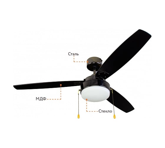 Люстра вентилятор DREAMFAN Fusion Black Chrome REG 132 90108