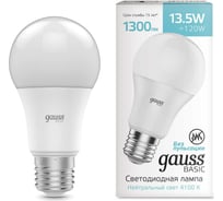 Лампа Gauss Basic A60, 13,5W, 1300lm, 4100K, Е27, LED, 1023224