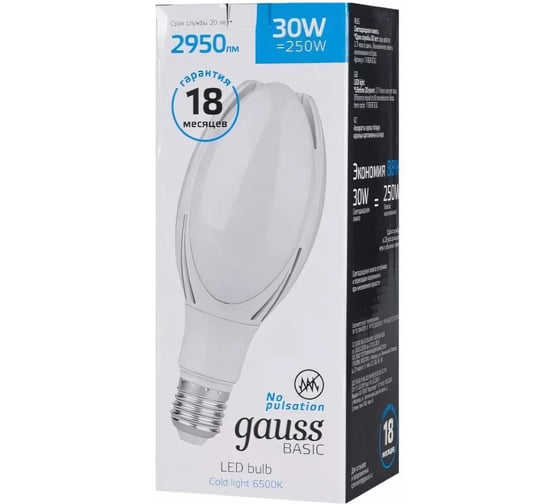 Лампа Gauss Basic BT100 AC180-240V 30W 2950lm 6500K E40 LED 11834332