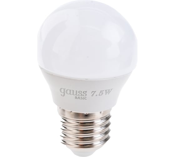 Лампа Gauss Basic, шар, 7,5W, 690lm, 4100K, E27, LED, 1/10/100 1053228