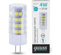 Лампа Gauss Elementary, G4, 12V, 4W, 400lm, 4100K, керамика LED 10724