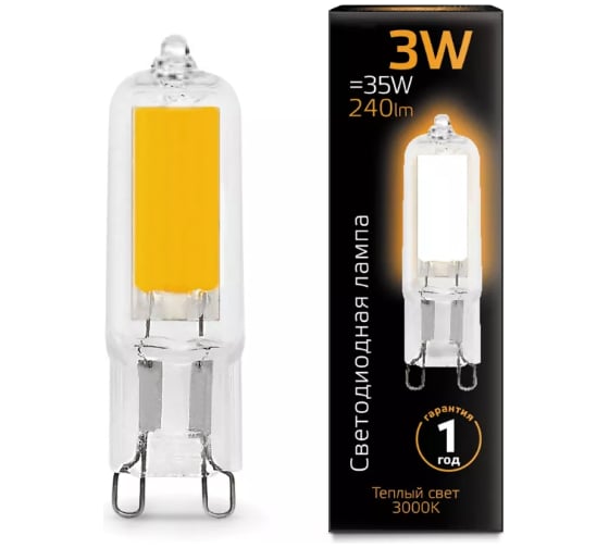 Лампа Gauss Elementary, G9, AC220-240V, 3W, 240lm, 3000K, пластик, LED 14913 1