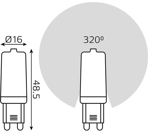 Лампа Gauss Elementary, G9, AC220-240V, 3W, 240lm, 3000K, пластик, LED 14913