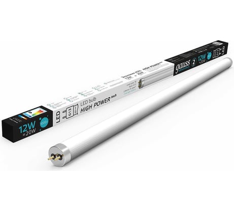 Лампа Gauss Elementary T8, 12W, 1000lm, 4000K, G13, 600mm, стекло, LED, 1/20 93022