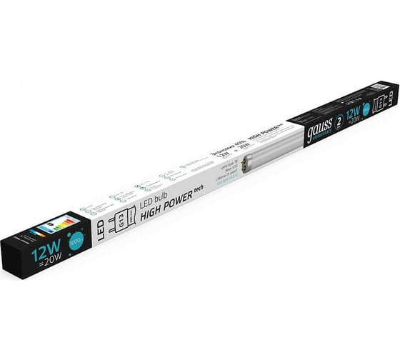 Лампа Gauss Elementary T8, 12W, 1000lm, 4000K, G13, 600mm, стекло, LED, 1/20 93022
