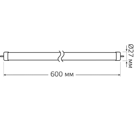 Лампа Gauss Elementary T8, 12W, 1000lm, 6500K, G13, 600mm, стекло, LED, 1/20 93032