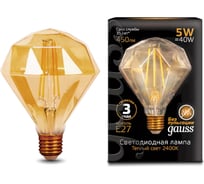 Лампа Gauss Filament Diamond, 5W, 450lm, 2400К, Е27, golden, LED 147802005
