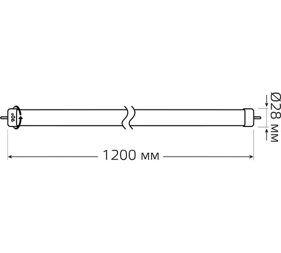 Лампа Gauss Elementary T8, 20W, 1560lm, 4000K, G13, 1200mm, стекло, поворотная, LED, 1/30 93029-R