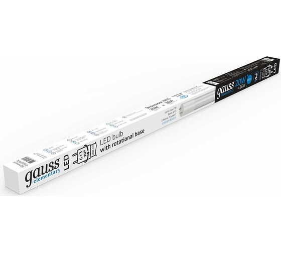 Лампа Gauss Elementary, T8, 20W, 1600lm, 6500K, G13, 1200mm, стекло, поворотная, LED, 1/30 93039-R