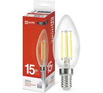 Лампа IN HOME сд LED-СВЕЧА-deco 15Вт 230В Е14 4000К 1455Лм прозрачная 4690612055954