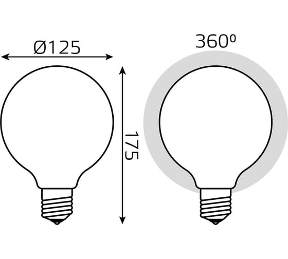 Лампа Gauss Filament G125 10W 1100lm 4100К Е27 milky LED 187202210