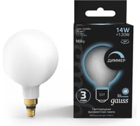 Лампа Gauss Filament, G200, 14W, 1170lm, 4100К, Е27, milky, диммируемая, LED, 1/4 153202214-D