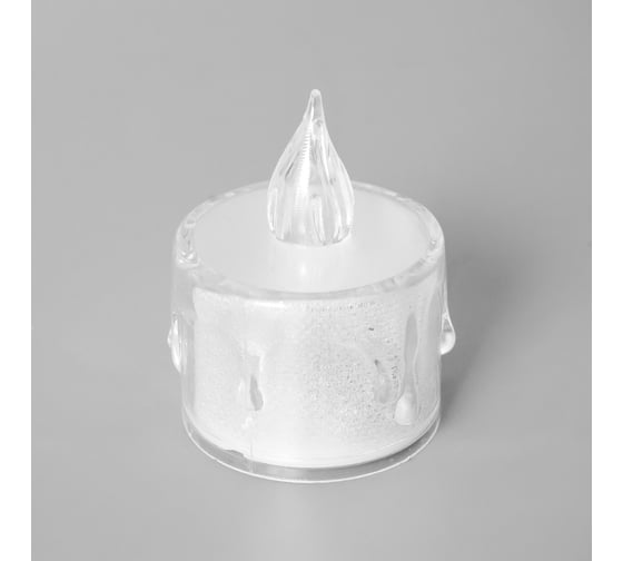Ночник RISALUX Морозная свеча LED 3000К от батареек AG13 белый 3,5x3,5x5см 7635839