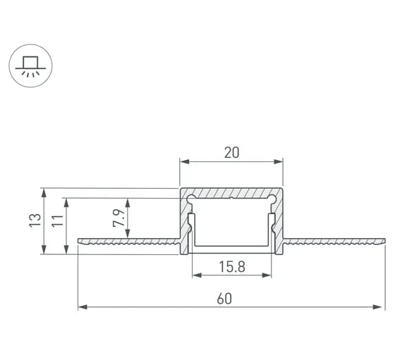 Профиль Arlight SL-LINIA20-FANTOM-2000 ANOD, 2м 049030