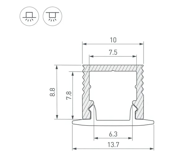 Профиль Arlight SL-MINI-10-2000 ANOD, 2м 049017