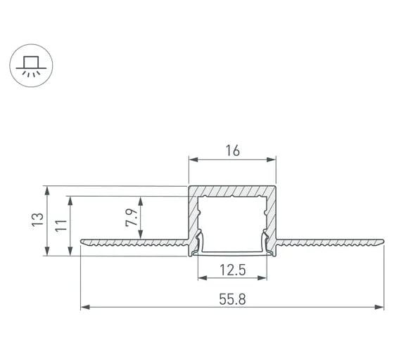 Профиль Arlight SL-LINIA16-FANTOM-2000 ANOD, 2м 049012