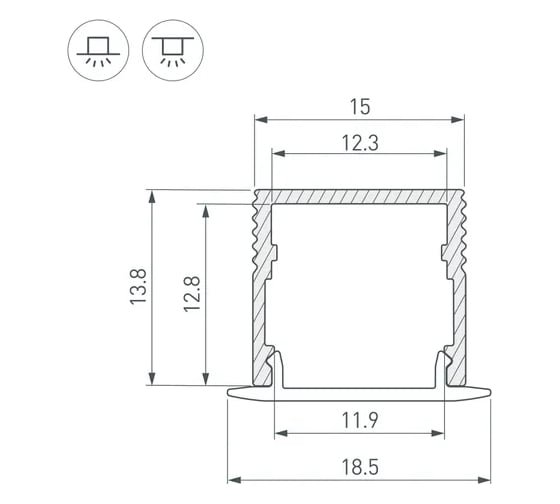 Профиль Arlight SL-MINI-15-2000 ANOD, 2м 049019