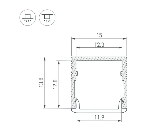 Профиль Arlight SL-MINI-15-2000 ANOD, 2м 049019