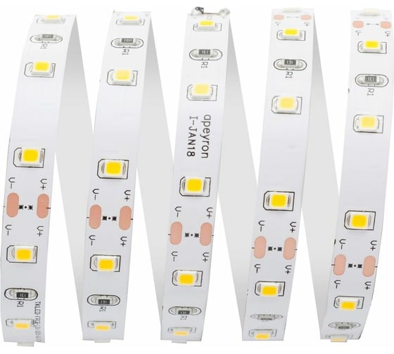Светодиодная лента Apeyron 24В, 22Вт/м, smd5630, 60д/м, IP20, 2000Лм/м, подложка 10мм, 5м, 6500К 00-312