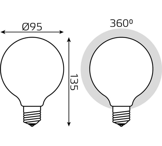Лампа Gauss Filament G95 10W 1100lm 4100К Е27 milky диммируемая LED 189202210-D