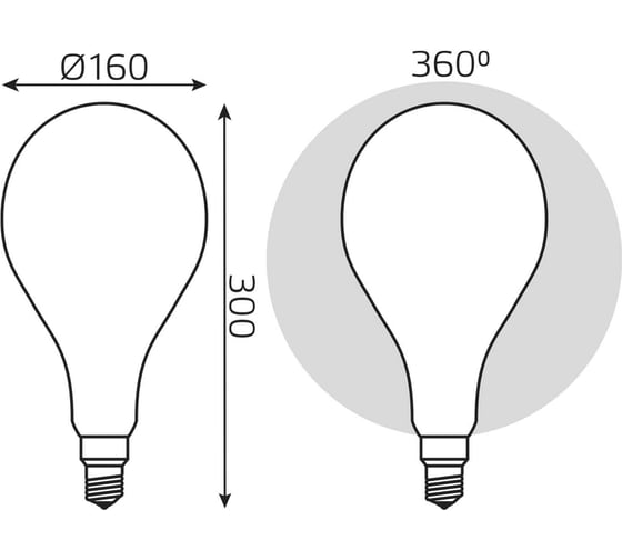 Лампа Gauss Filament, А160, 10W, 890lm, 4100К, Е27, milky, диммируемая, LED, 1/6 179202210-D
