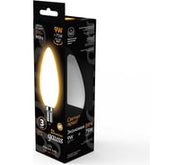 Лампа Gauss Filament, свеча, 9W, 590lm, 3000К, Е14, milky, LED, 1/10/50 103201109