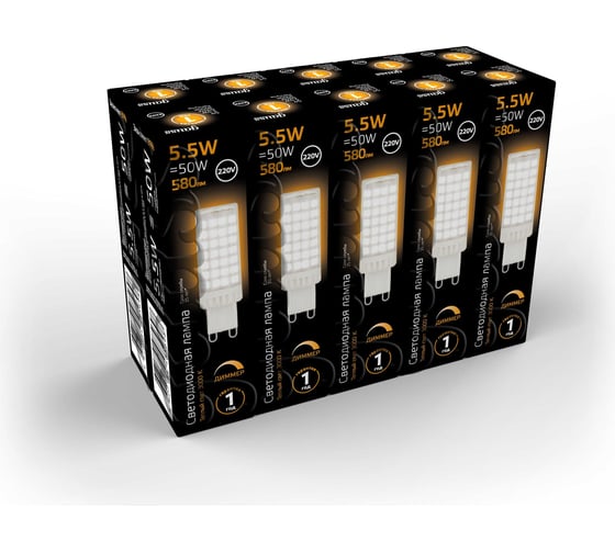 Лампа Gauss G9, AC185-265V, 5,5W, 550lm, 3000K, керамика, диммируемая, LED 107309155-D