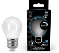 Лампа Gauss Filament Шар 9W 610lm 4100К Е27 milky диммируемая LED 105202209-D