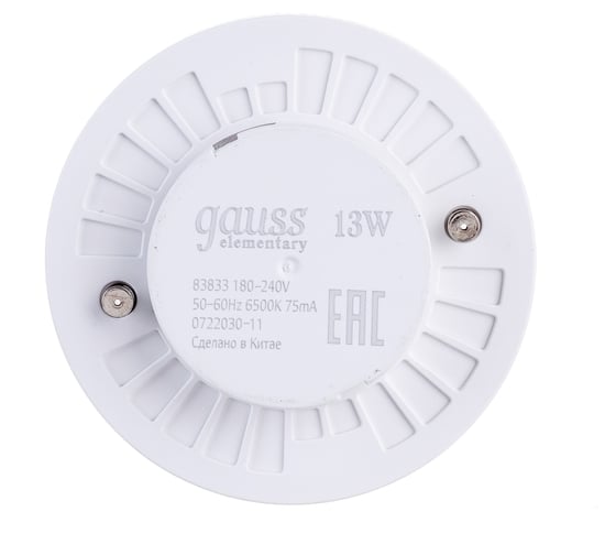 Лампа Gauss LED, Elementary, GX53, 13W, 950lm, 6500K, 83833