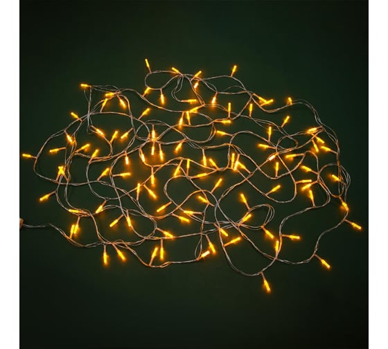 Гирлянда электрическая Сноубум вьюн 10м, 100LED, желтый, пост свеч, ПВХ проз, 220В 384-173