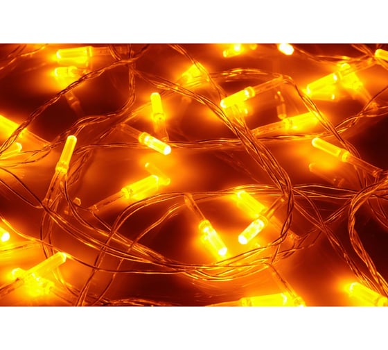 Гирлянда электрическая Сноубум вьюн 10м, 100LED, желтый, пост свеч, ПВХ проз, 220В 384-173