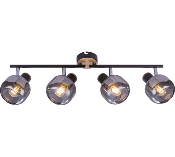 Спот Rivoli 7026704, Dorkas W4, черный/светлое дерево, 4хE14, 40W, 6/72 Б0047100
