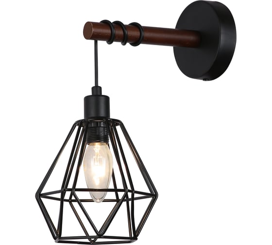 Бра Rivoli 2051401 Ianta A1 черный/темное дерево 1хE14 40W 10/90 Б0047475